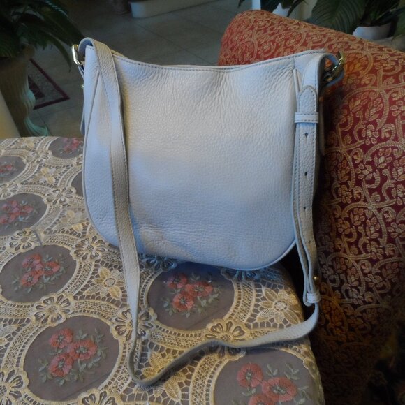 J. Crew Dove Gray Pebbled Leather Messenger Bag - Picture 1 of 16